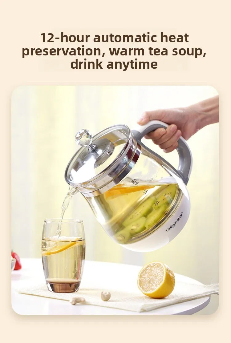 220V Geligao Automatic Double Boiler Health Kettle Thick Glass Multi Function Electric Tea Maker