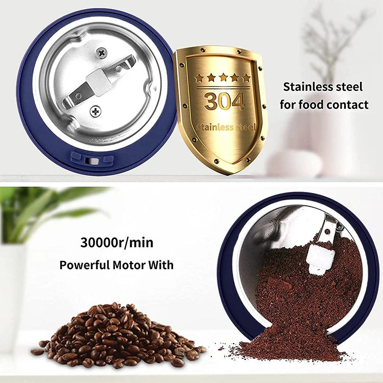 2025 New Portable Coffee Grinder Household Small Grain Grinder 8 Knife Stainless Steel Nut Bean Grain Grinding Mixer