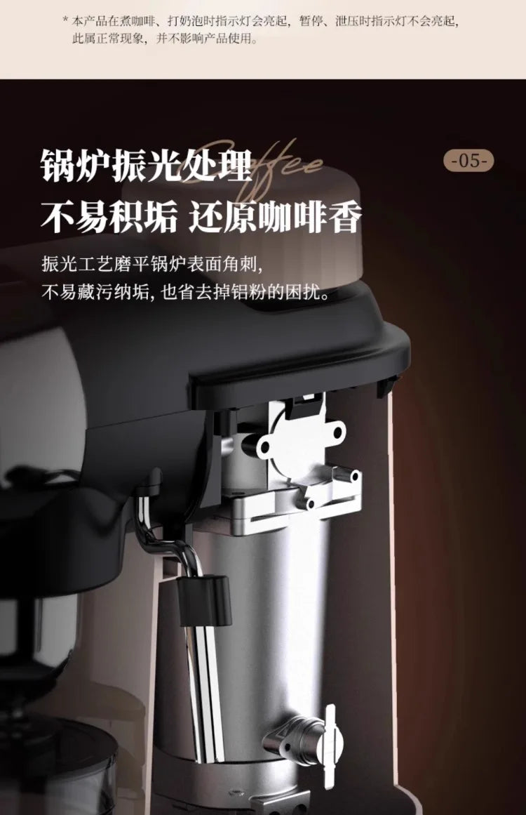 220V Bear Coffee Maker Small Home Espresso Semi Automatic Office All in One American Hand Grind Brew Machine