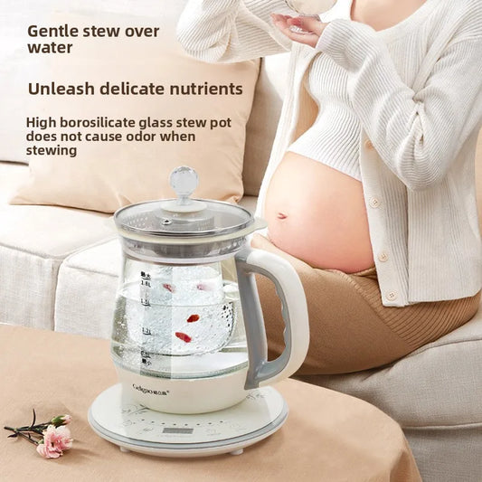 220V Geligao Automatic Double Boiler Health Kettle Thick Glass Multi Function Electric Tea Maker