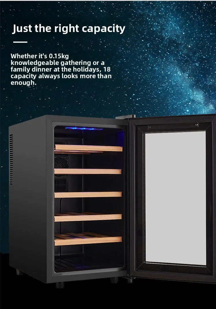 18 Bottle Wine Cooler Refrigerator , Quiet Freestanding Wine Fridge for Home/Office, 12℃-18℃ Adjustable Temperature,Glass Door