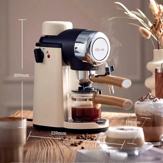 220V Bear Coffee Maker Small Home Espresso Semi Automatic Office All in One American Hand Grind Brew Machine
