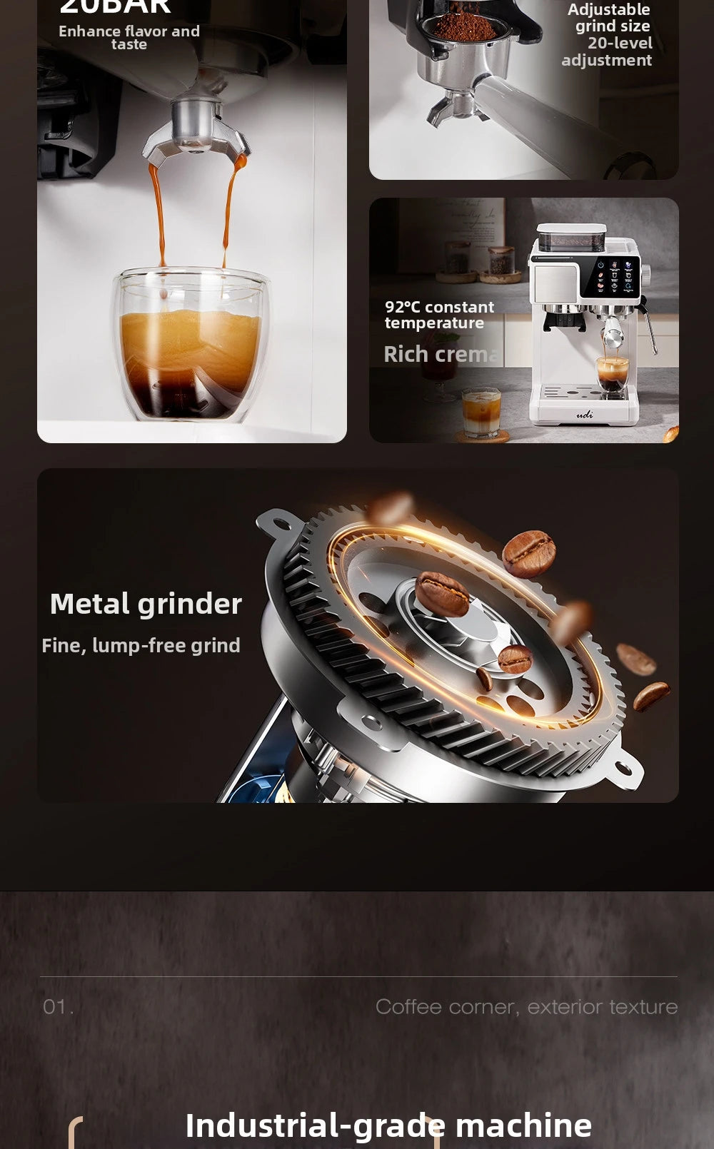 2-in-1 Cold & Hot Coffee Maker with Built-in Grinder & Milk Frother | Compact Espresso Machine for Home, Office & Small Cafés