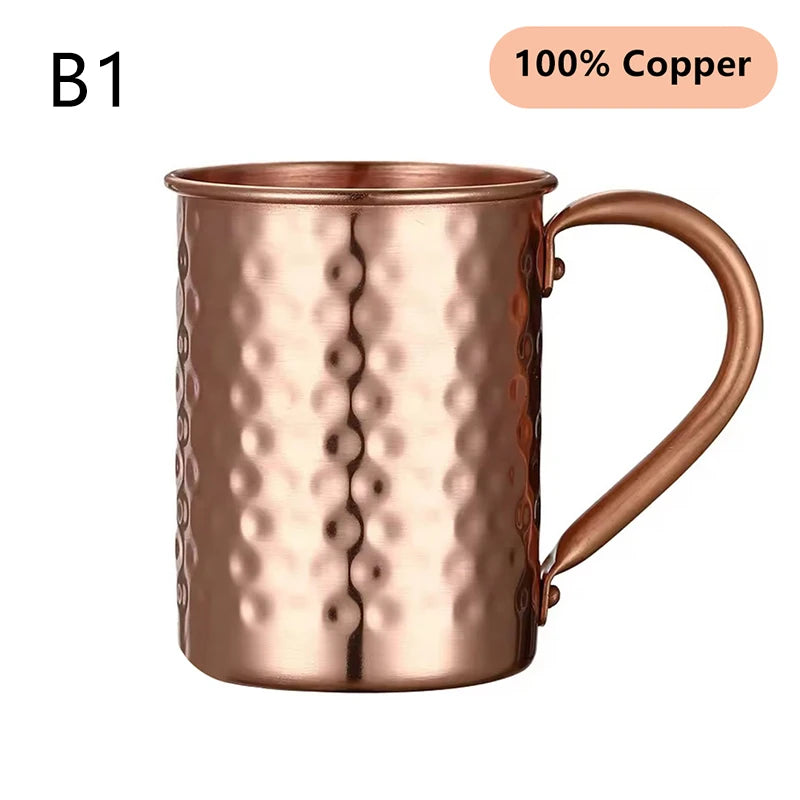 100% Copper Moscow Mule Mug Cocktail Wine Cup Hammered Coppery Beer Mugs Coffee Mug Milk Cup Bar Cup Drinkware Durable
