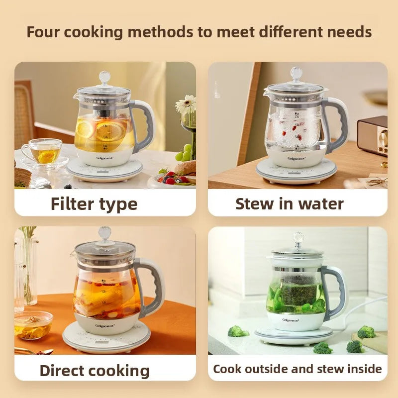 220V Geligao Automatic Double Boiler Health Kettle Thick Glass Multi Function Electric Tea Maker