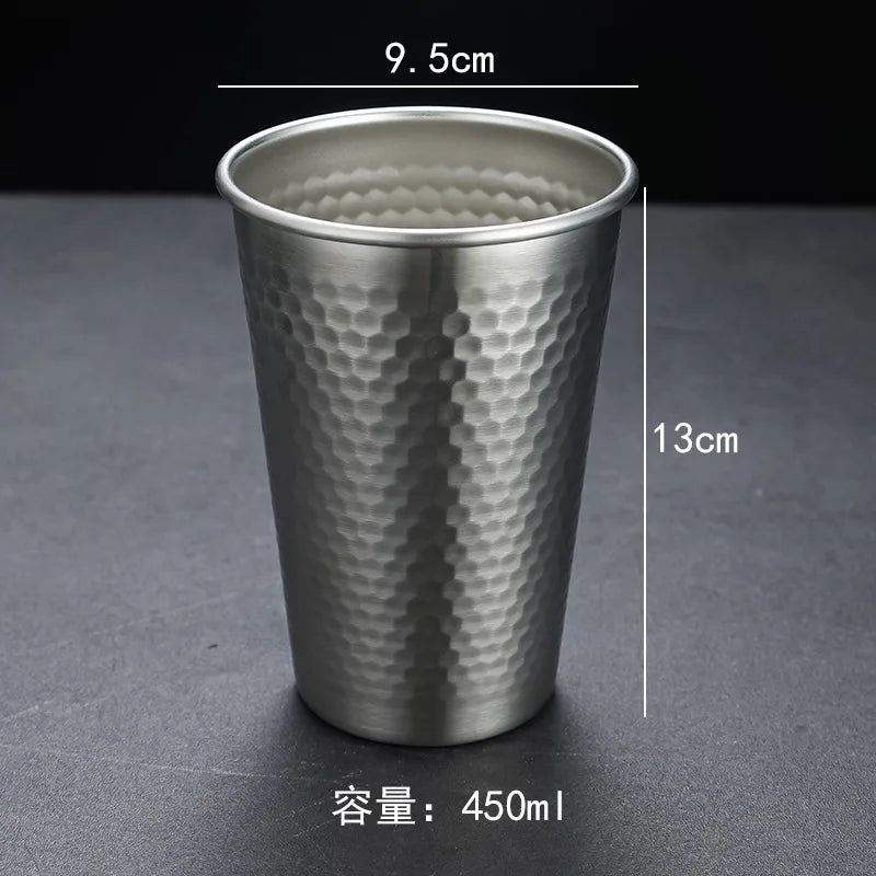 Single-layer Stainless Steel Beer Mugs 500ml Diamond Pattern Water Cup Korea Anti Fall Bar Restaurant Tumbler Drinking Set