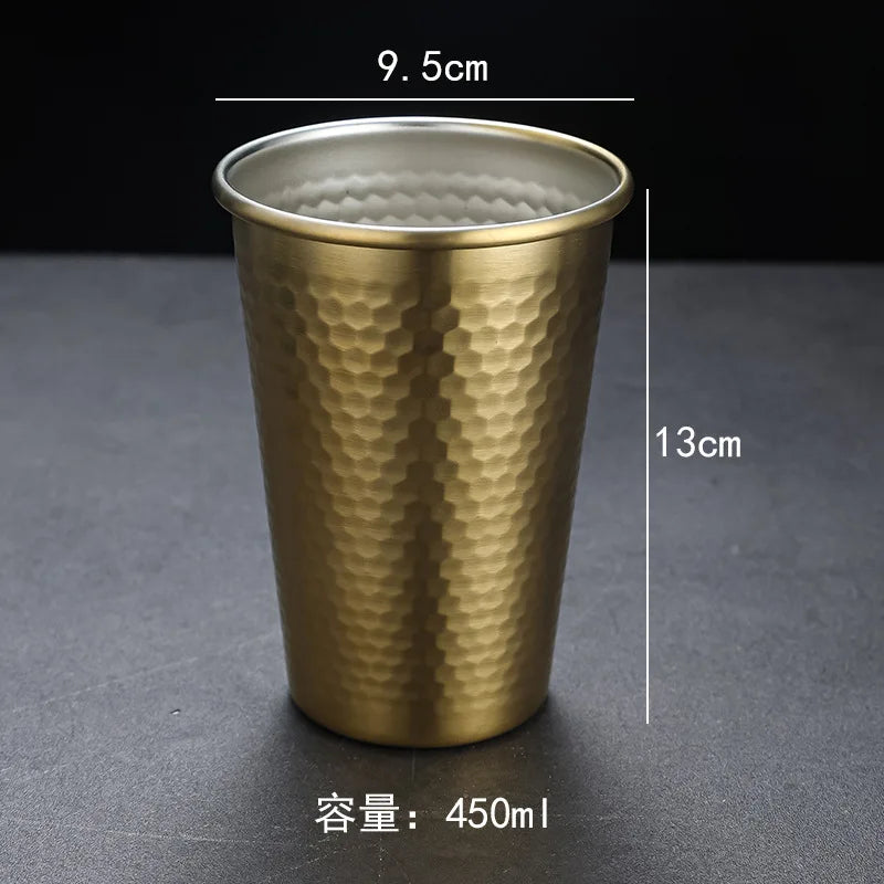 Single-layer Stainless Steel Beer Mugs 500ml Diamond Pattern Water Cup Korea Anti Fall Bar Restaurant Tumbler Drinking Set
