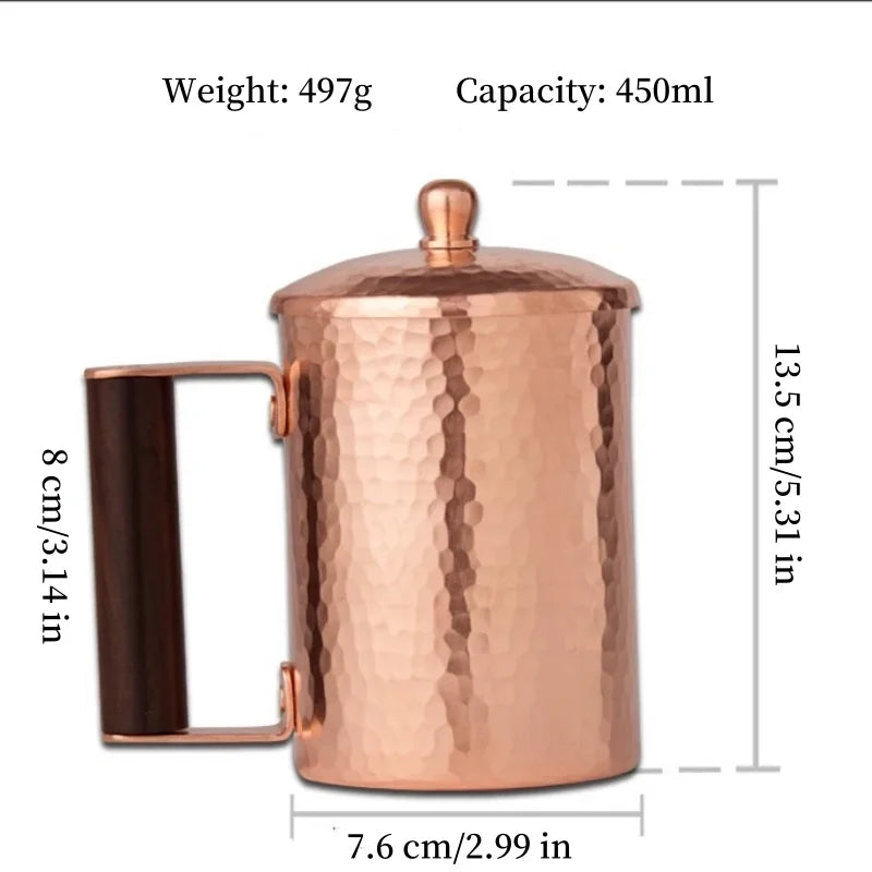 Vintage Copper Coffee Mug Handmade Moscow Mule Portable 450ml Tea Mug Drinkware for Hot and Cold Water Cup Kitchen Restaurant