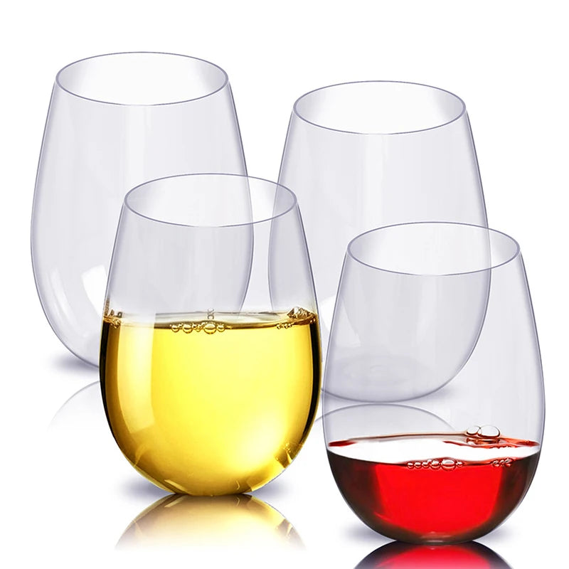 2/4Pcs Shatterproof Plastic Wine Glass 360/480ML Reusable Transparent Unbreakable PET Glasses Fruit Juice Beer Cups【Homeclub】