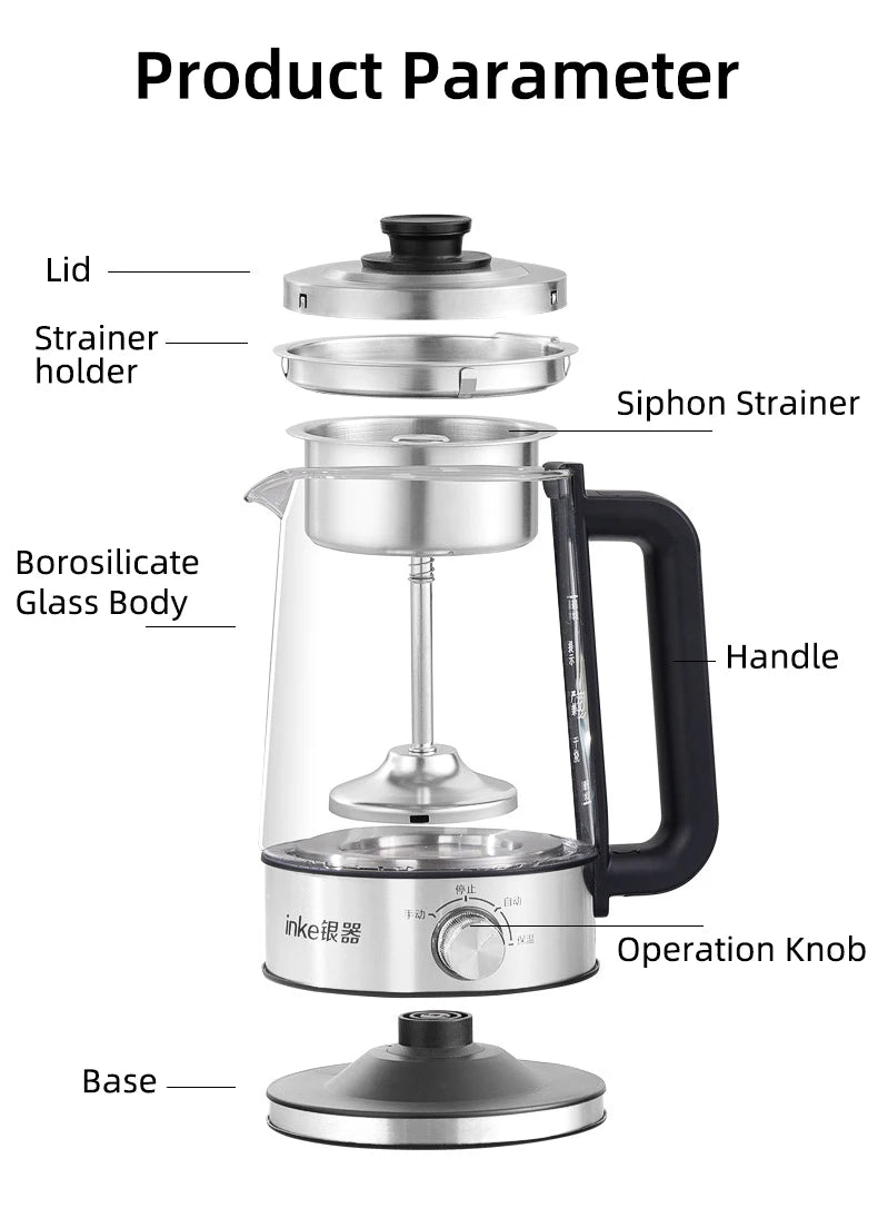 1.3L Electric Kettle Automatic Steam Spray Teapot with Filter Multifunctional Glass Teapots Thermo Pot Home Boil Water Kettle