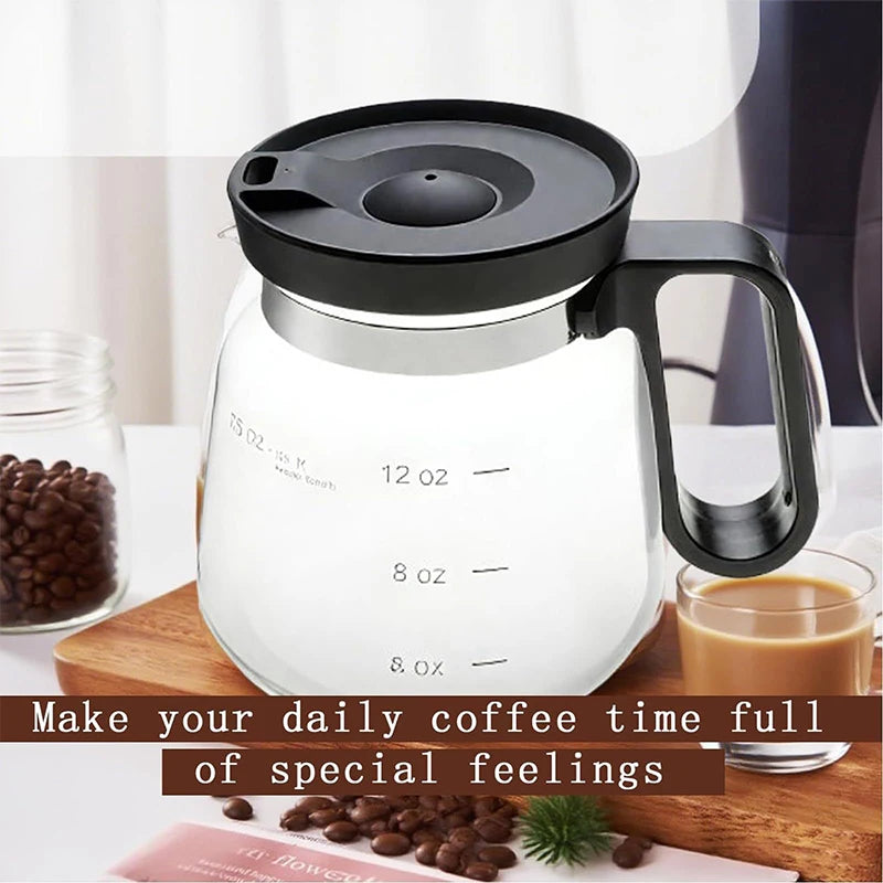 16 Oz Glass Coffee Mug That Looks Like A Coffee Pot Style Shape Mini Heatproof Large Capacity Clear Cup With Travel Lid Gift