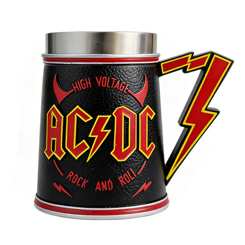 600ml Band Theme Rock Style Music Beer Mugs Resin Stainless Steel Stein Tankard Coffee Mug Whiskey Cup Gift Bar Decoration