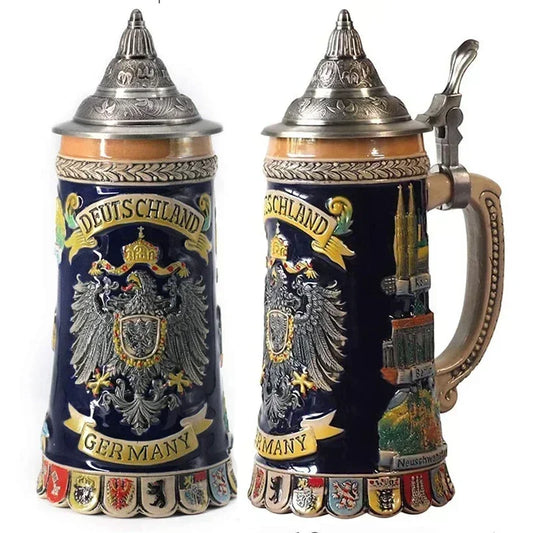 600ml Beer Mugs Big Capacity Germany Geographical Sign Classical  Beer Mug 3D & Resin Steel Stainless Tankard Cup Best Fans Gift