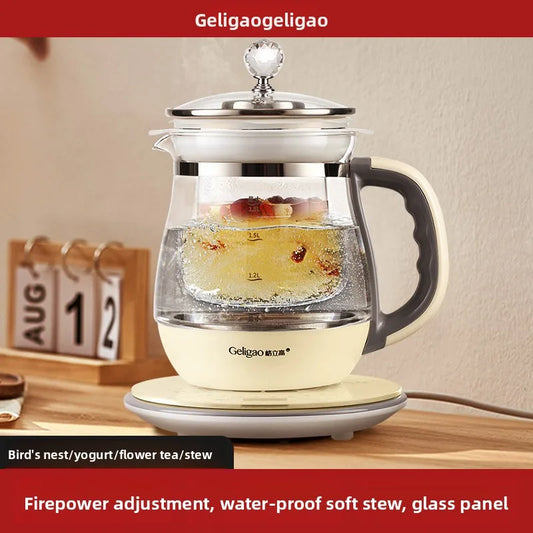 220V Geligao Automatic Double Boiler Health Kettle Thick Glass Multi Function Electric Tea Maker
