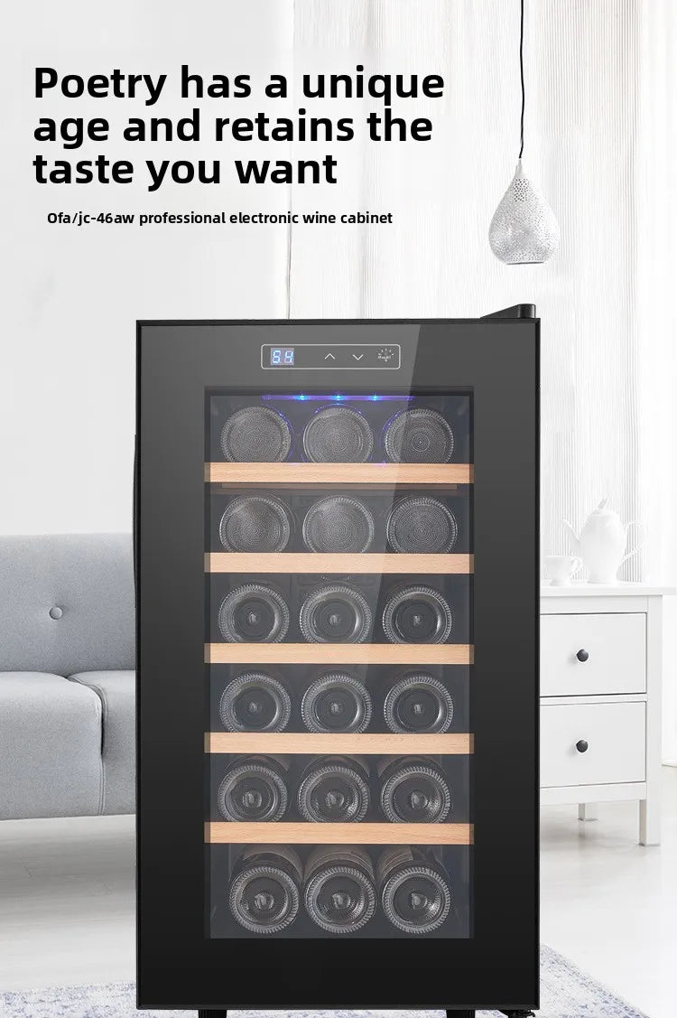 18 Bottle Wine Cooler Refrigerator , Quiet Freestanding Wine Fridge for Home/Office, 12℃-18℃ Adjustable Temperature,Glass Door