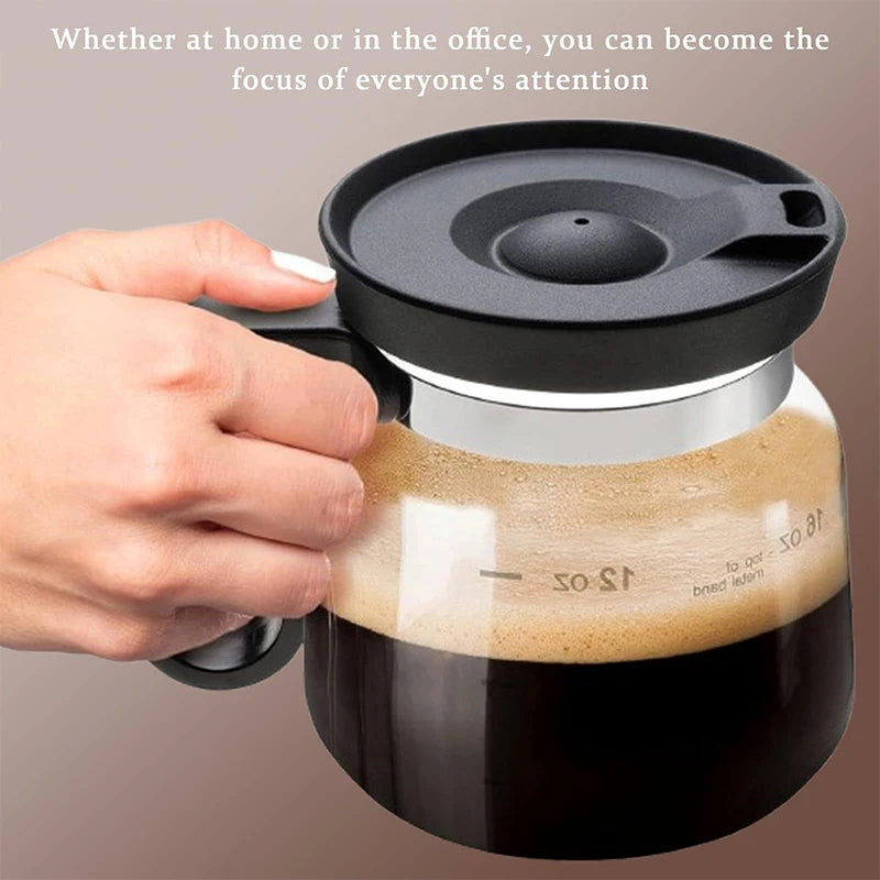 16 Oz Glass Coffee Mug That Looks Like A Coffee Pot Style Shape Mini Heatproof Large Capacity Clear Cup With Travel Lid Gift