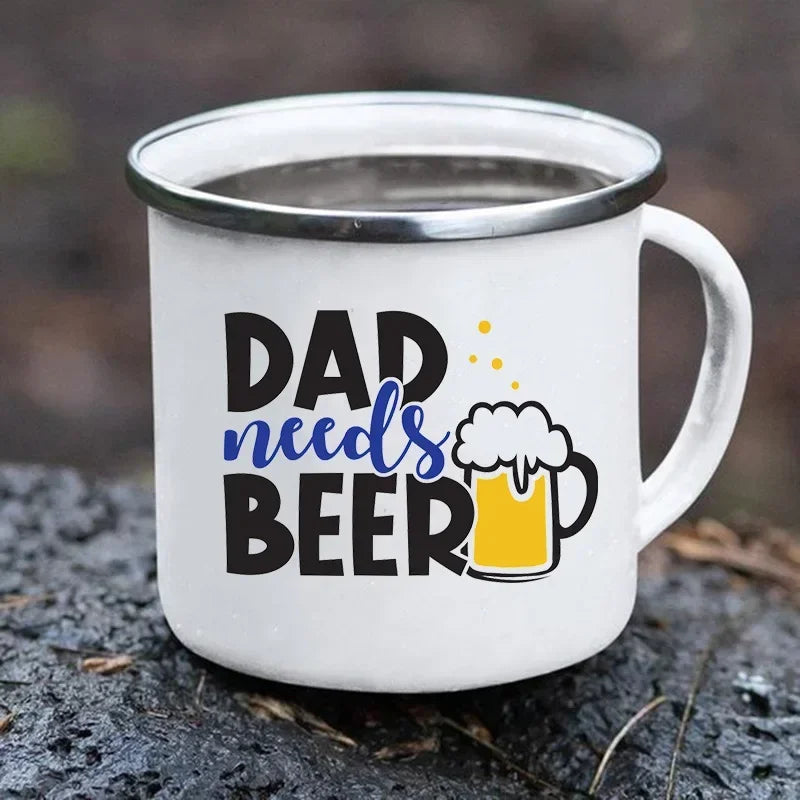 Creative Beer Coffee Mugs Dad Needs Beer Print Cup Unusual Tea Cup Tourist Mug Kawaii Cups for Coffee and Tea Personalized Gifts
