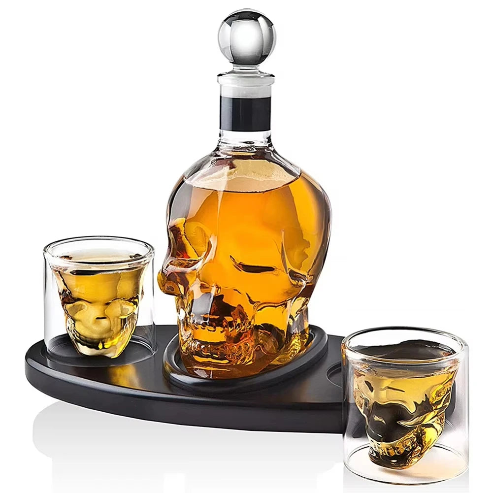 Transparent Skull Glass Wine Decanter Set Whiskey Skull Shot GlassesSkeleton Wine Glass For Bar Family Halloween Decoration Mug