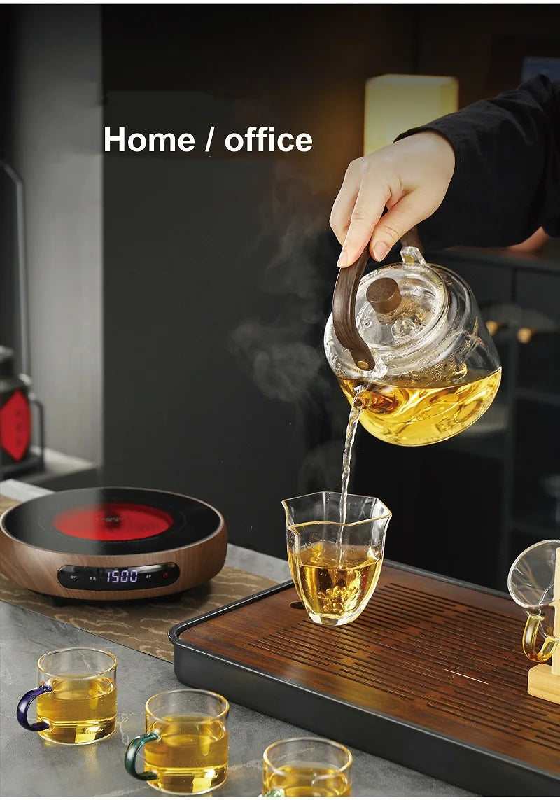 1500W Electric Ceramic Stove Smart Tea Stove Boiling Water Heater 8 Gear Heating Stove Office Timing Tea Maker Auto Keep Warm