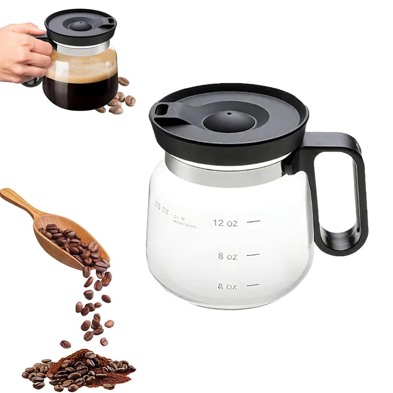 16 Oz Glass Coffee Mug That Looks Like A Coffee Pot Style Shape Mini Heatproof Large Capacity Clear Cup With Travel Lid Gift