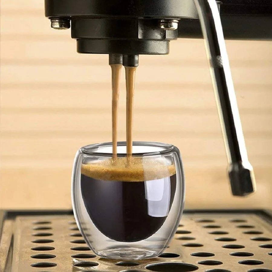 2.7 Oz Double Wall Glass Coffee Mugs Set of 6,Glass Coffee Espresso Cups,Clear Glass Coffee Mugs,for Latte,Tea,Milk,Cappuccino