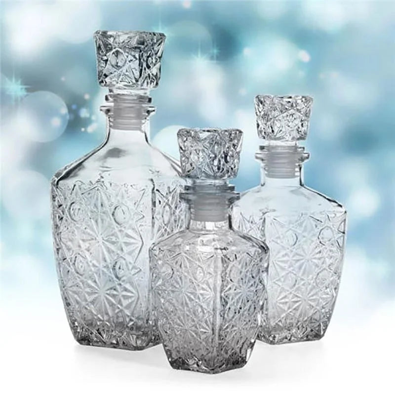 150/250/500/800ml Optional Crystal Glass Whiskey Liquor Wine Drinks Juice Transparent Bottle Wine Carafe Home Kitchen Tool