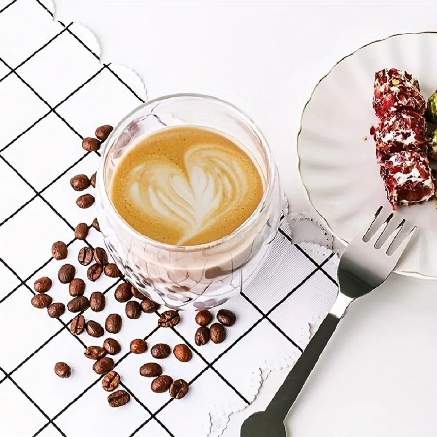 2.7 Oz Double Wall Glass Coffee Mugs Set of 6,Glass Coffee Espresso Cups,Clear Glass Coffee Mugs,for Latte,Tea,Milk,Cappuccino