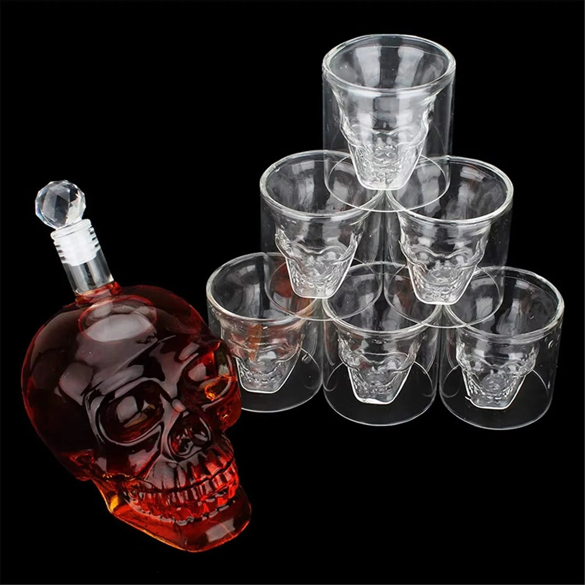 Transparent Skull Glass Wine Decanter Set Whiskey Skull Shot GlassesSkeleton Wine Glass For Bar Family Halloween Decoration Mug
