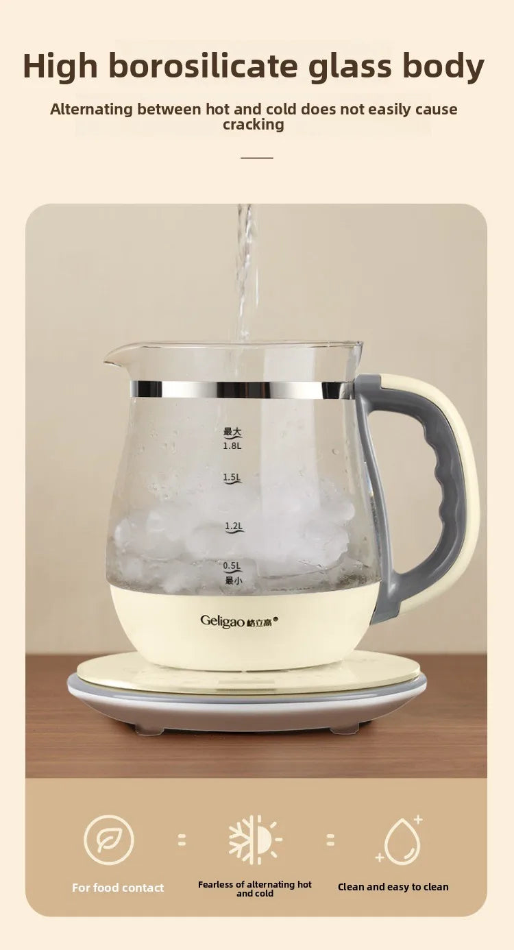 220V Geligao Automatic Double Boiler Health Kettle Thick Glass Multi Function Electric Tea Maker