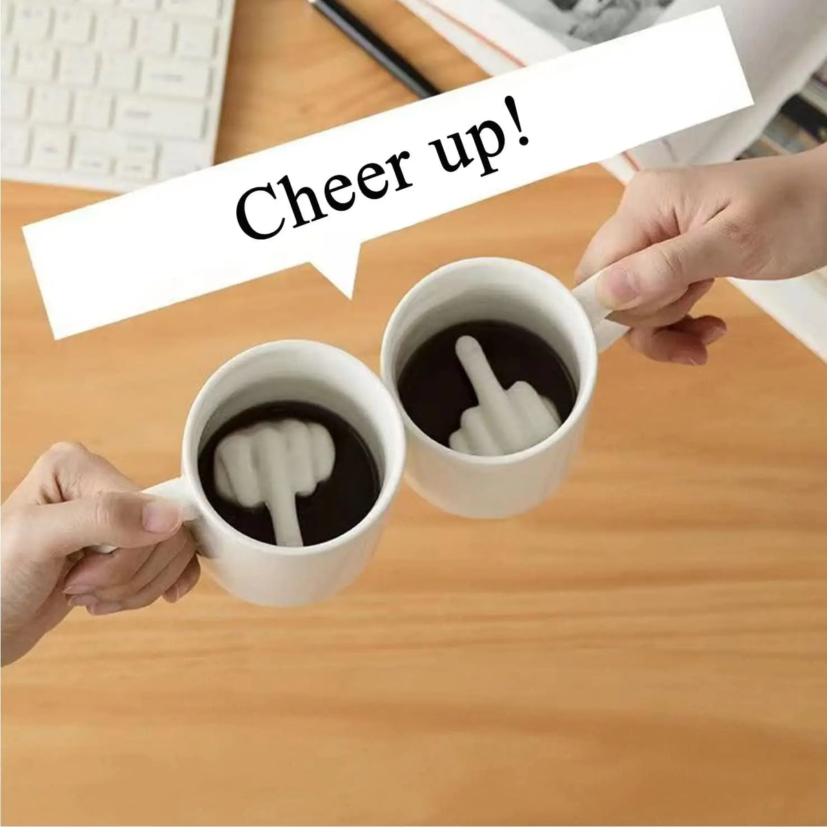 Middle Ceramic Mug Finger Cup Coffee Mug 3D Funny Women Men Water Tea Cup with Handle for Party April Fool's Day Christmas Gift