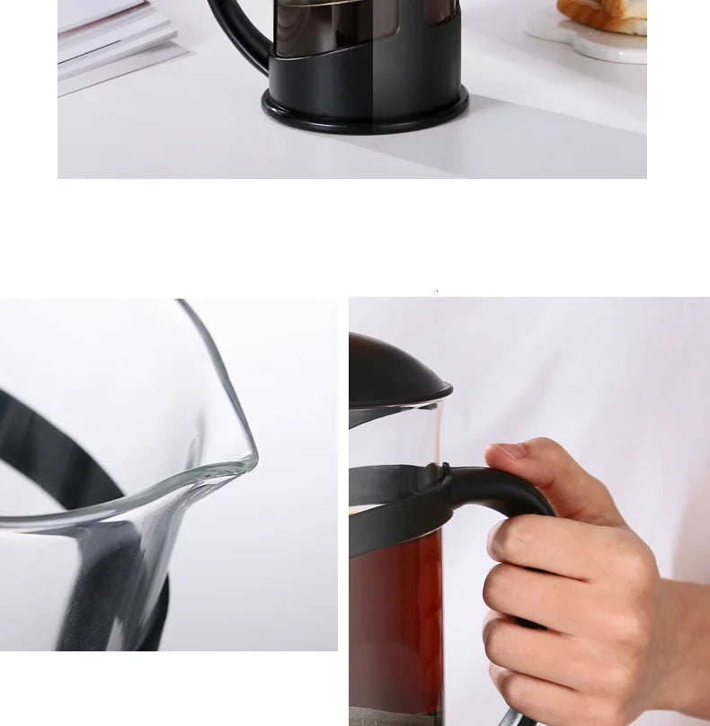 High-capacity 1L Share Coffee French Press Coffe Filter Coffee House Home Office Cafe Barista Tool Coffeepot Cold Brew Tea Maker