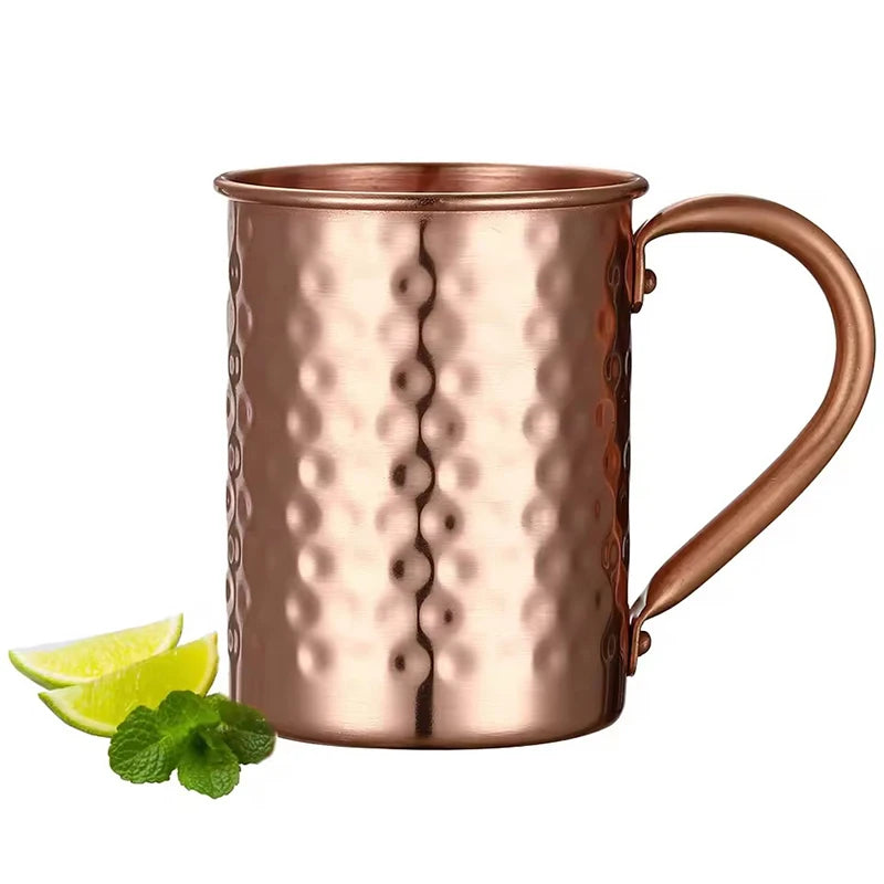 100% Copper Moscow Mule Mug Cocktail Wine Cup Hammered Coppery Beer Mugs Coffee Mug Milk Cup Bar Cup Drinkware Durable