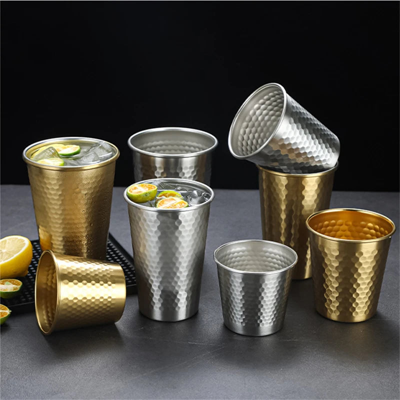 Single-layer Stainless Steel Beer Mugs 500ml Diamond Pattern Water Cup Korea Anti Fall Bar Restaurant Tumbler Drinking Set
