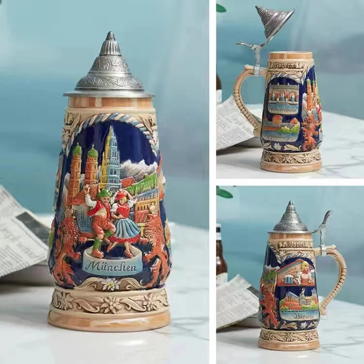 600ml Beer Mugs Big Capacity Germany Geographical Sign Classical  Beer Mug 3D & Resin Steel Stainless Tankard Cup Best Fans Gift