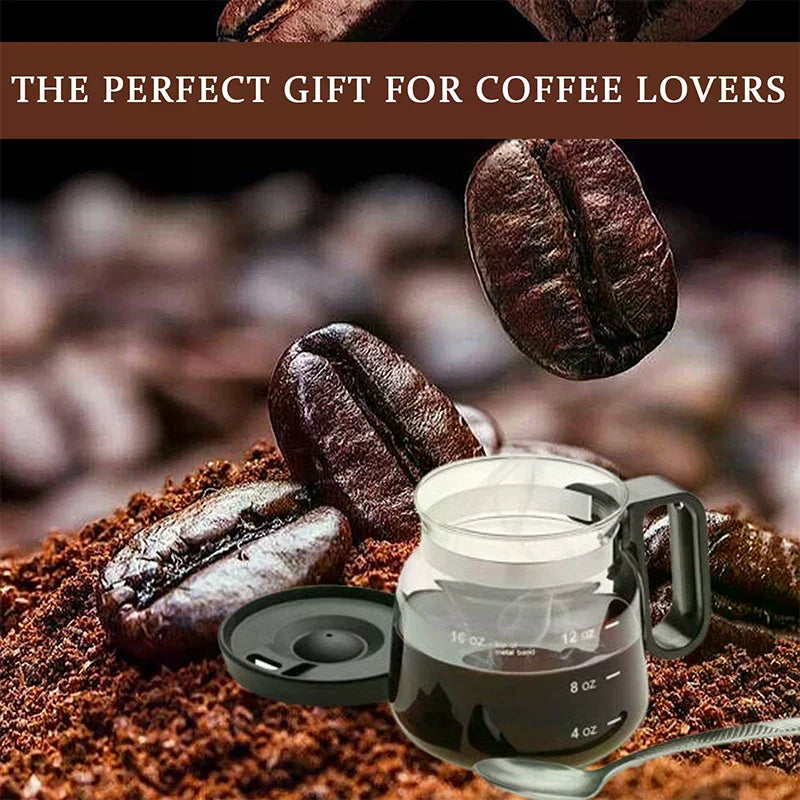16 Oz Glass Coffee Mug That Looks Like A Coffee Pot Style Shape Mini Heatproof Large Capacity Clear Cup With Travel Lid Gift