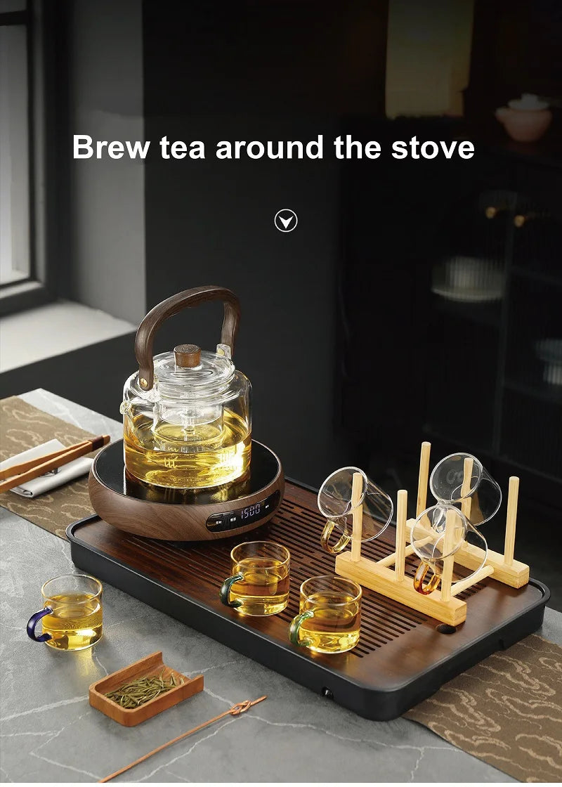 1500W Electric Ceramic Stove Smart Tea Stove Boiling Water Heater 8 Gear Heating Stove Office Timing Tea Maker Auto Keep Warm