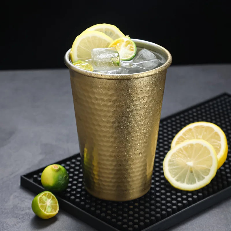 Single-layer Stainless Steel Beer Mugs 500ml Diamond Pattern Water Cup Korea Anti Fall Bar Restaurant Tumbler Drinking Set