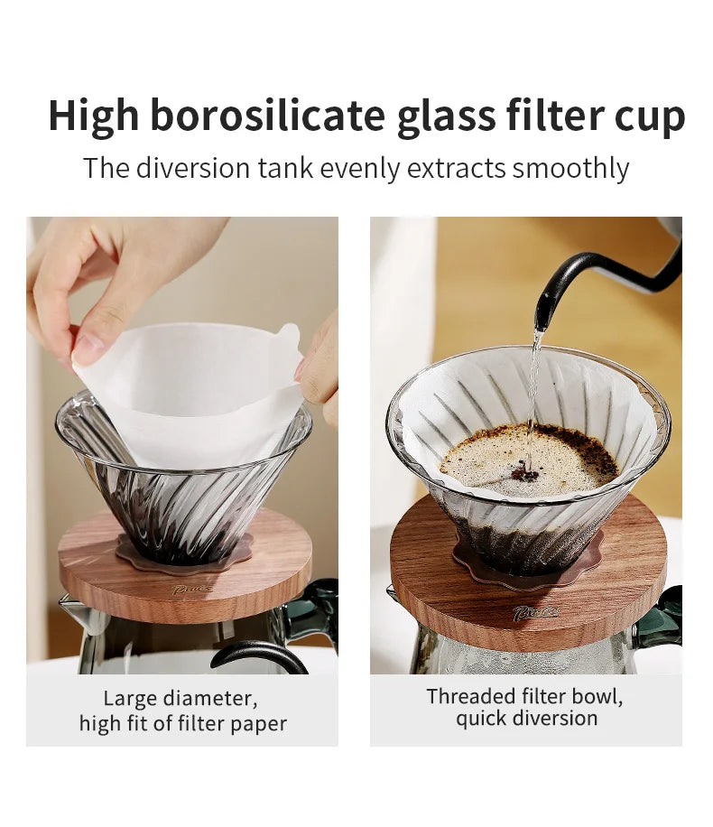 Bincoo Pour Over Coffee Maker Set 800ml Glass Carafe Coffee with Glass Coffee Filter Drip Coffee Maker Set for Home or Office