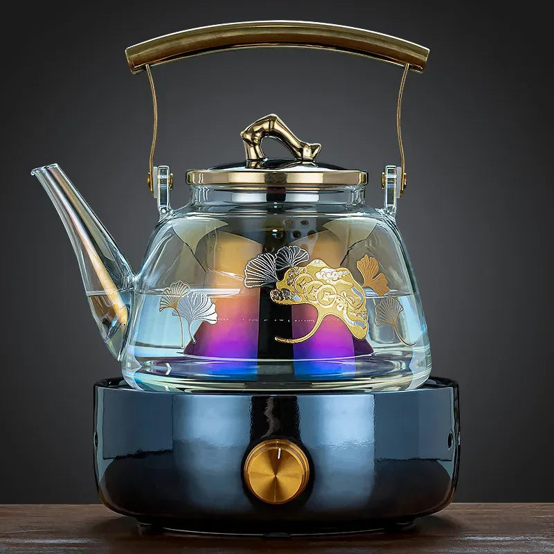 Electric Glass Teapot Kettle 220V with Induction Heating Plate for Quick Tea Water Boiling - Kitchen Tea Making Tool LYH