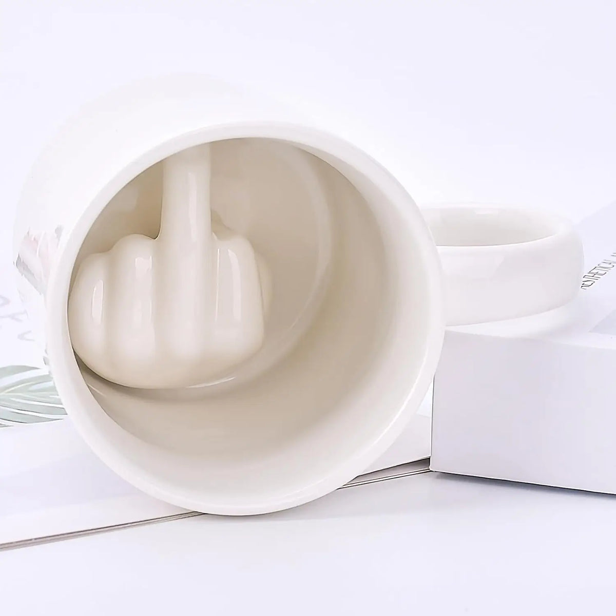 Middle Ceramic Mug Finger Cup Coffee Mug 3D Funny Women Men Water Tea Cup with Handle for Party April Fool's Day Christmas Gift