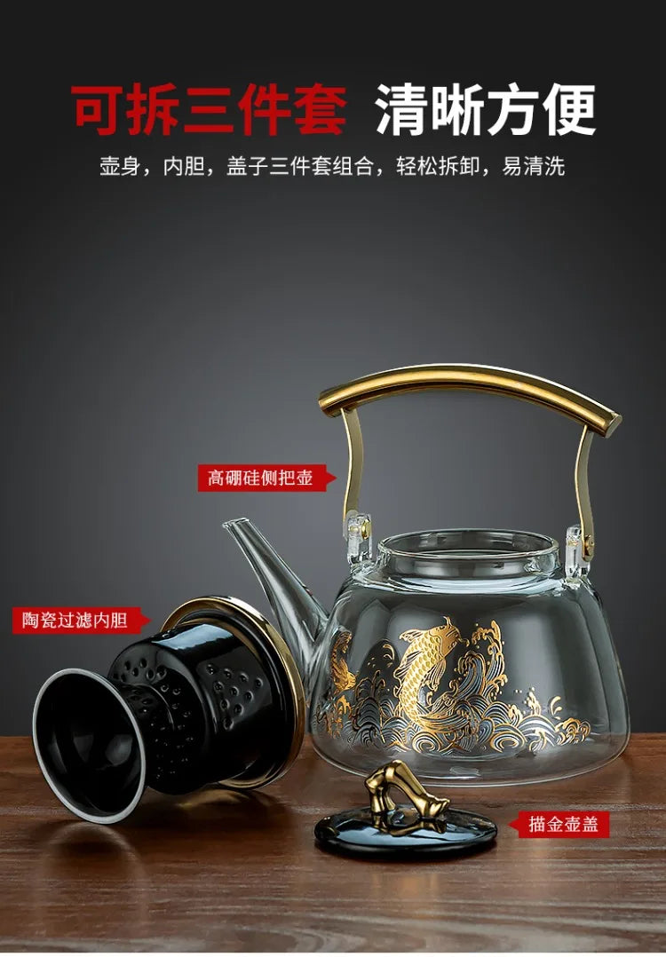 Electric Glass Teapot Kettle 220V with Induction Heating Plate for Quick Tea Water Boiling - Kitchen Tea Making Tool LYH