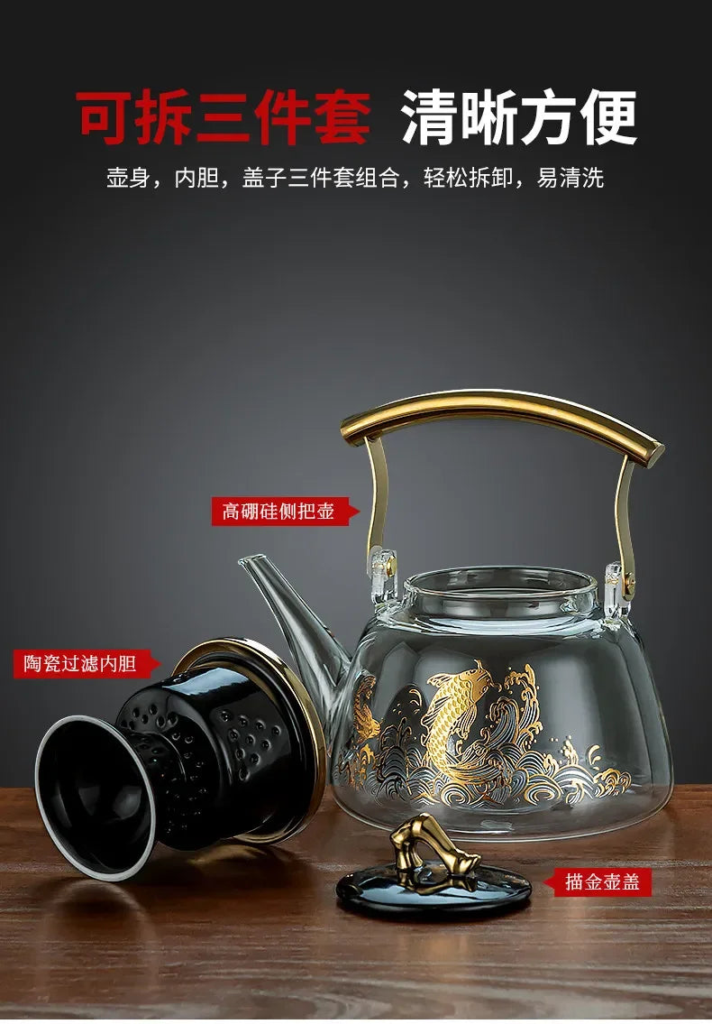 Electric Glass Teapot Kettle 220V with Induction Heating Plate for Quick Tea Water Boiling - Kitchen Tea Making Tool LYH