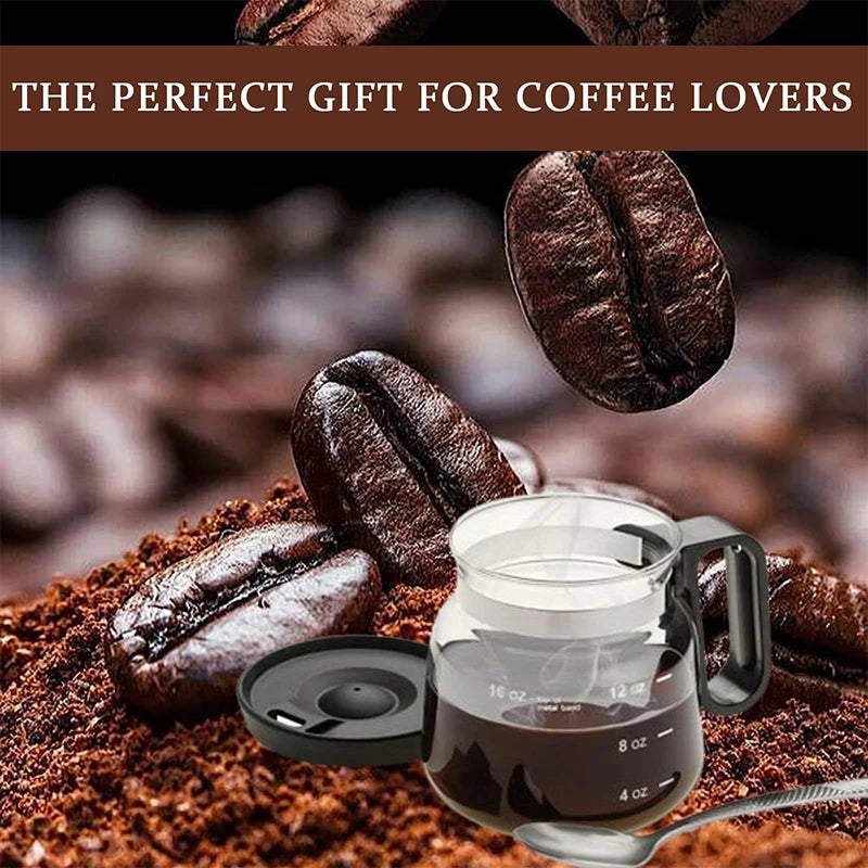 16 Oz Glass Coffee Mug That Looks Like A Coffee Pot Style Shape Mini Heatproof Large Capacity Clear Cup With Travel Lid Gift
