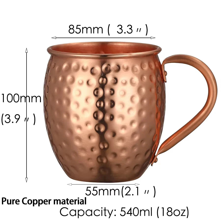 400ml 13.3oz 100% Copper Moscow Mule Mug Durable Coppery Beer Mugs Coffee Mug Milk Cup Pure Copper Cup Drinkware