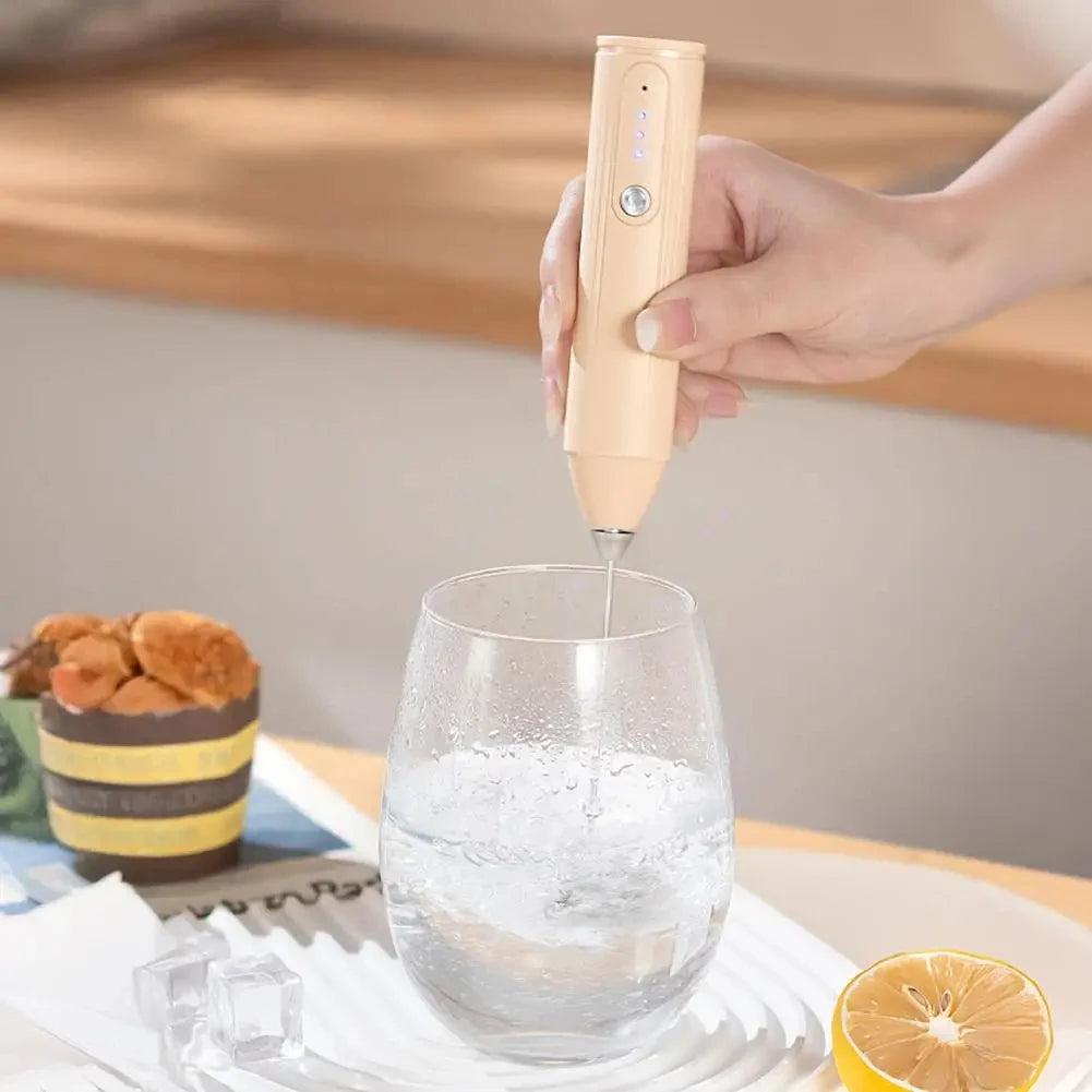 1 electric milk coffee mixer, egg beater, milk frother, 3-speed rechargeable handheld kitchen jam cake cream maker