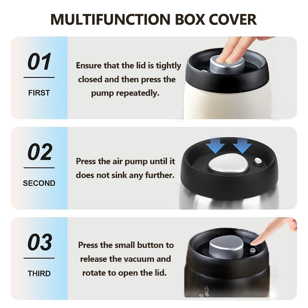 Coffee Sealed Can Stainless Steel Manual Vacuum Storage Container Jar Canister for Coffee Beans Outdoor Camping Kitchen Barista