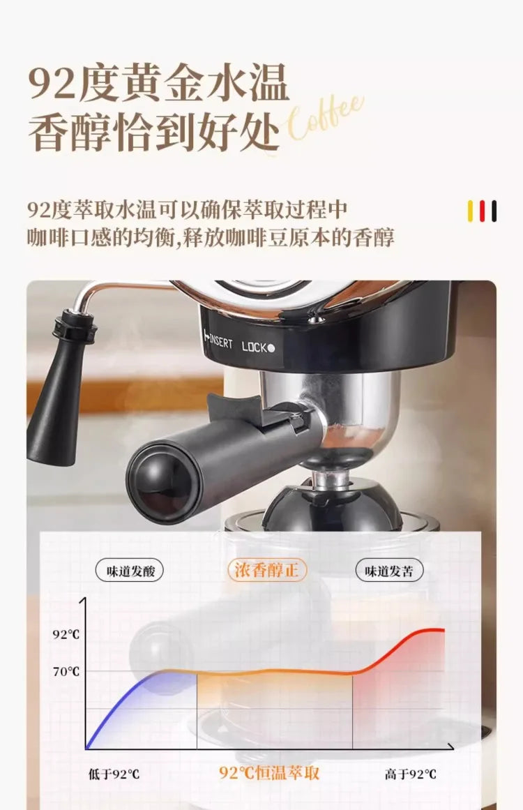 220V German Italian Semi Auto Espresso Coffee Machine Compact Home Office Mini American Brewer All in One BC
