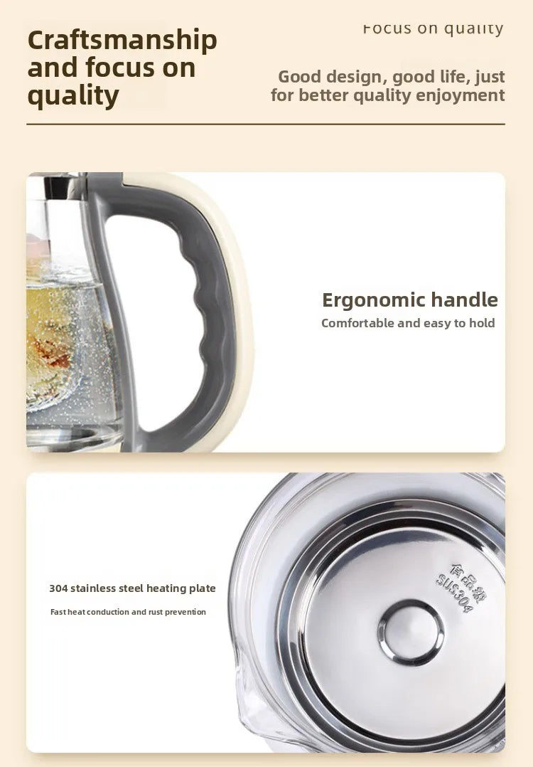 220V Geligao Automatic Double Boiler Health Kettle Thick Glass Multi Function Electric Tea Maker
