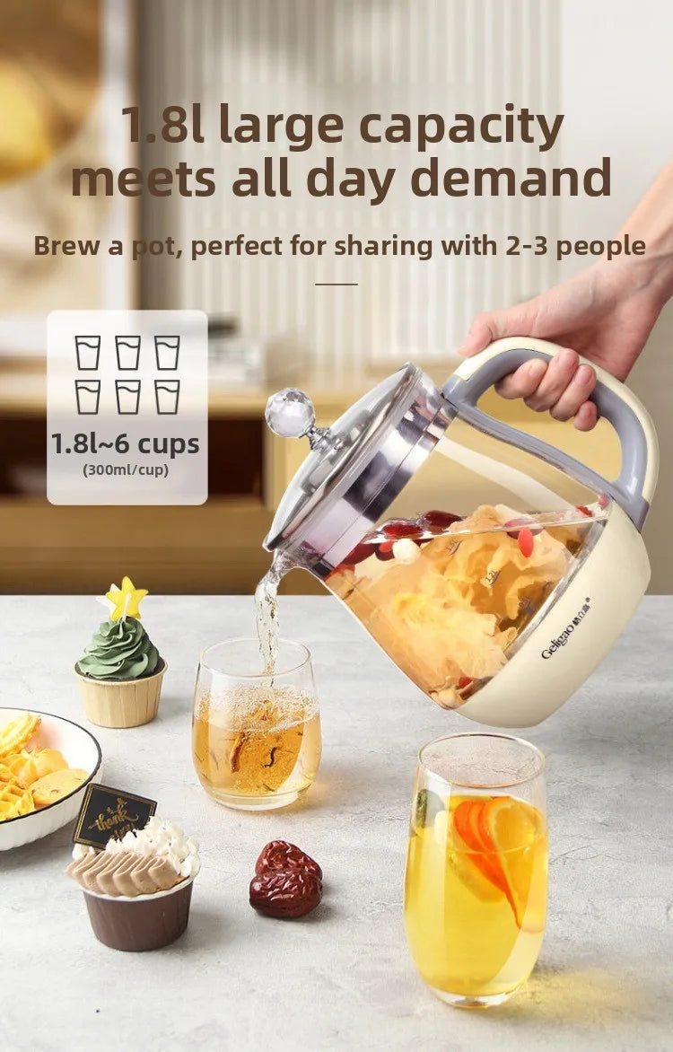 220V Geligao Automatic Double Boiler Health Kettle Thick Glass Multi Function Electric Tea Maker