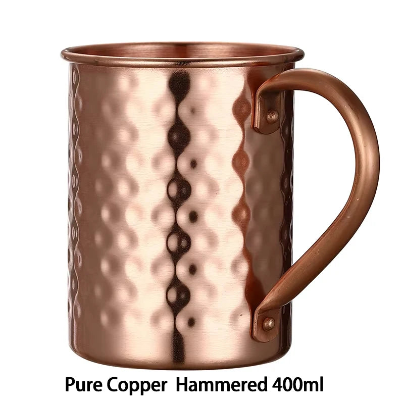 400ml 13.3oz 100% Copper Moscow Mule Mug Durable Coppery Beer Mugs Coffee Mug Milk Cup Pure Copper Cup Drinkware